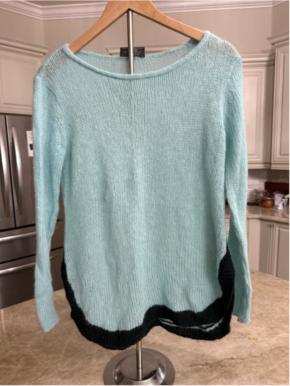 Wooden ships Scoop Neck Sweater Size S Light Blue and Black. mohair wool mix